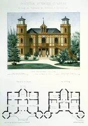 Projekt für ein kleines Landhaus in der Nähe von Paris, graviert von Walter, Tafel 7 aus 